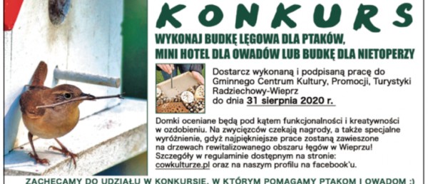 Konkurs na wykonanie budki lęgowej dla ptaków, domku dla pożytecznych owadów lub domku dla nietoperzy!