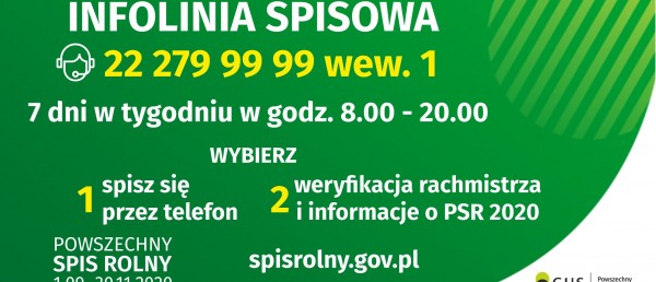 Powszechny Spis Rolny 2020 - infolinia spisowa
